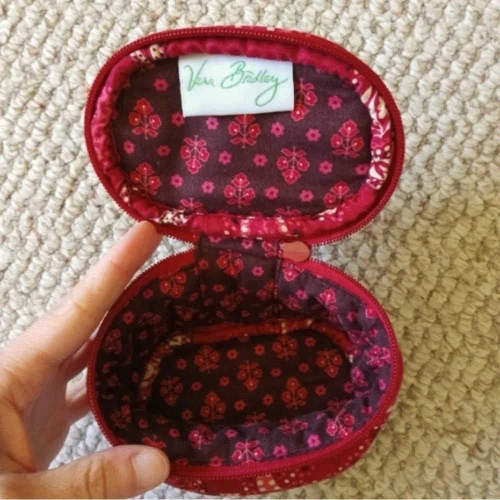 Vera Bradley MESA RED Mini Zip Around Travel Cosmetic Bag - Picture 2 of 2